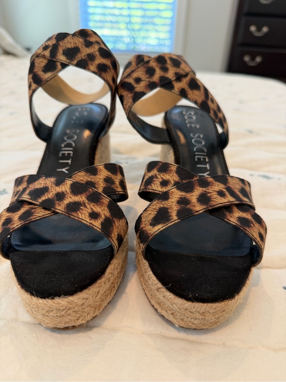 Sole Society Leopard Print Espadrille Wedge Sandals - Women